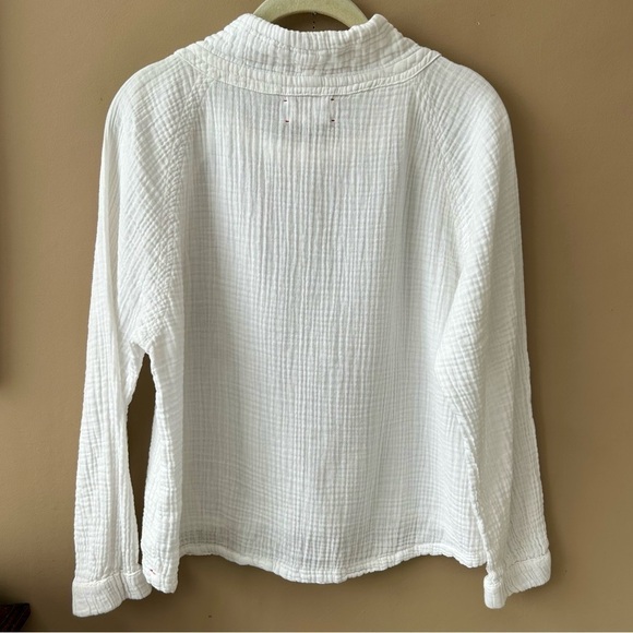 XIRENA Shay Drawstring Cowl Neck Gauze Top White Long Sleeve Pullover Size XS - Picture 6 of 15